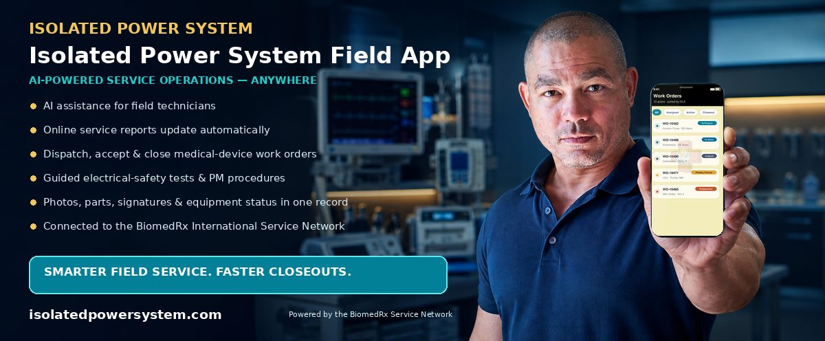 Isolated Power Field — AI-powered field-service mobile app; automatic online service reports, work-order dispatch, and closeout