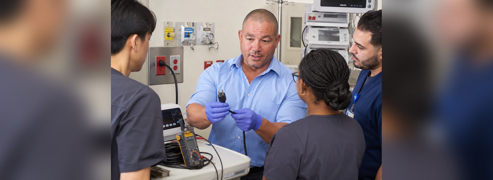 Power cord integrity check | Isolated Power System Medical equipment power cord and plug integrity checked as part of isolated power safety testing