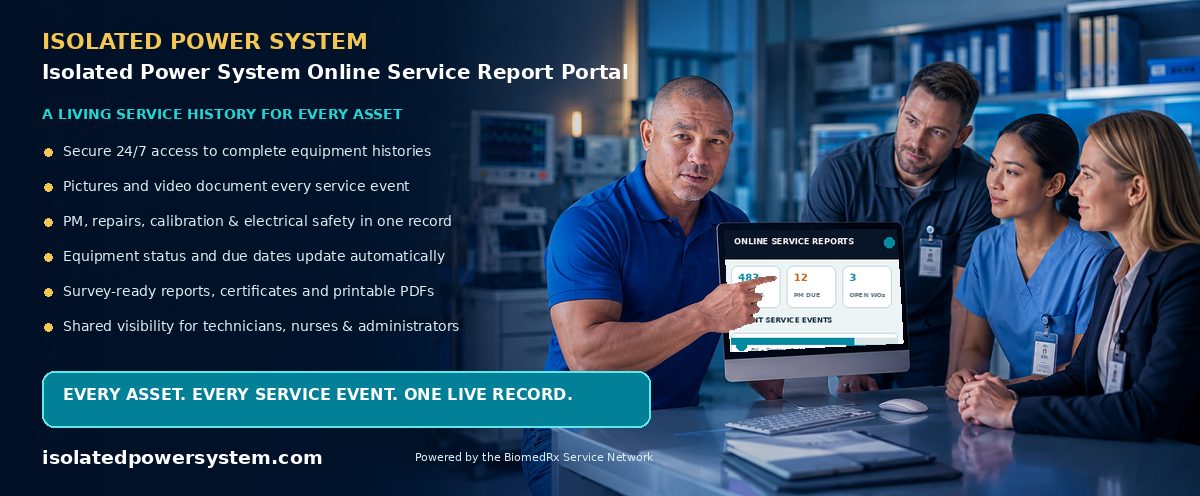 Isolated Power System Online Service Report Portal โ every service event, live in your secure online report portal; view a sample report